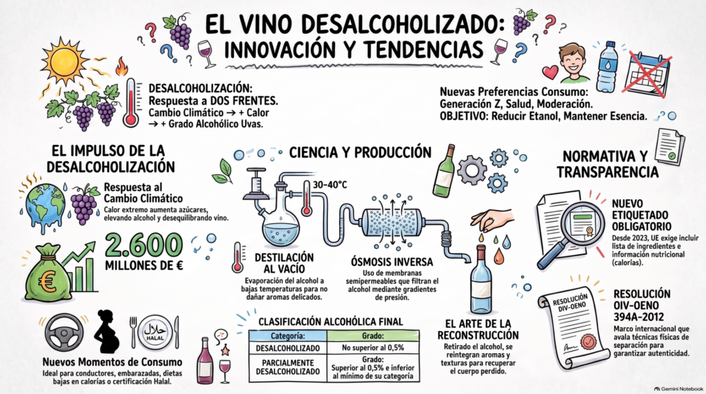 Elaboración vino sin alcohol Infografía